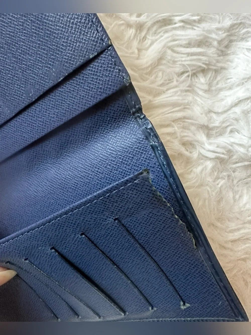 Louis Vuitton Blue Epi Leather Long Wallet with Embossed LV
